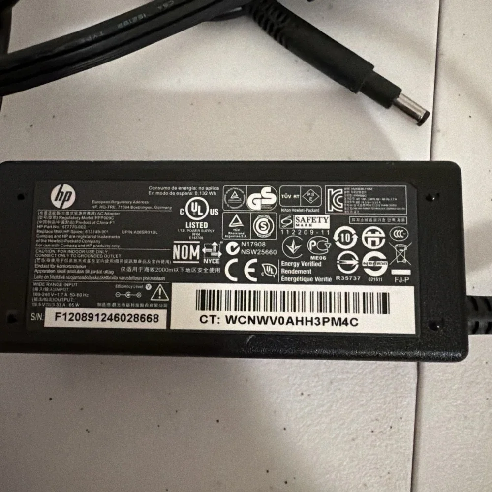 HP 65W AC Adapter Charger For HP PPP009C